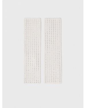 Maje Wool And Rhinestone Mittens - White