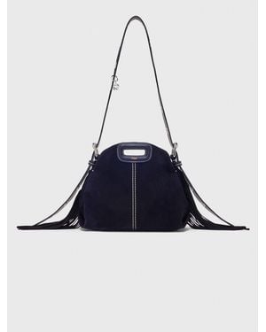 Maje Topstitched Suede Mini Miss M Bag - White