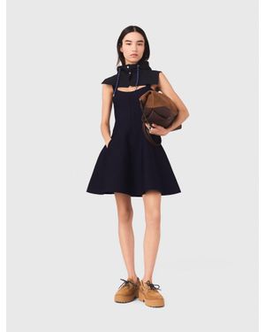 Maje Short Knitted Skater Dress - Blue