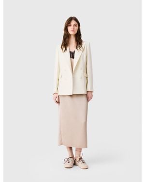 Maje Double-Breasted Suit Jacket - White