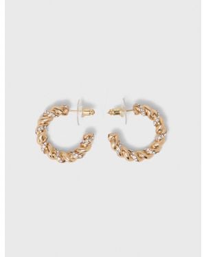 Maje Twisted Rhinestone Hoop Earrings - White
