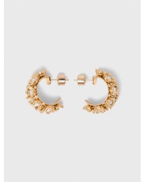 Maje Rhinestone Flower Hoop Earrings - White