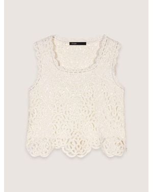 Maje Crochet-Knit Top - Natural