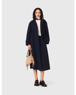 Maje Removable Rhinestone-Hood Trench - Blue