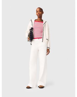 Maje Cardigan Torsadé Avec Col Bateau - Blanc