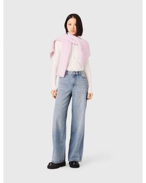 Maje Wide-Leg All-Over Rhinestone Jeans - Blue