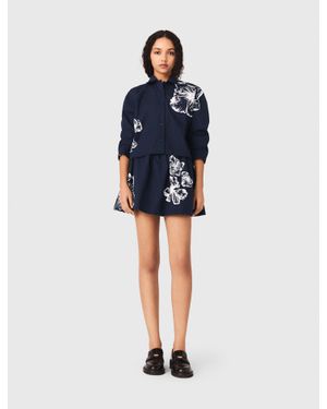 Maje Cropped Cotton Shirt - Blue