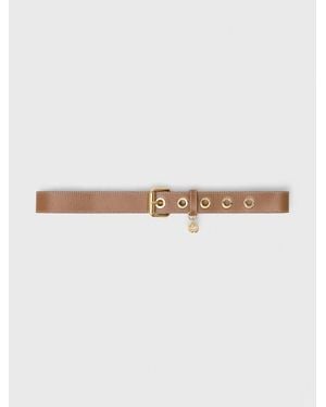 Maje Leather Belt With Eyelets - White