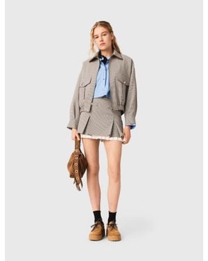 Maje Checked Bomber Jacket - White