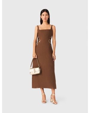 Maje Linen Blend Maxi Dress - Natural