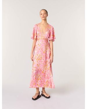 Maje Patterned Flowing Maxi Dress - Pink