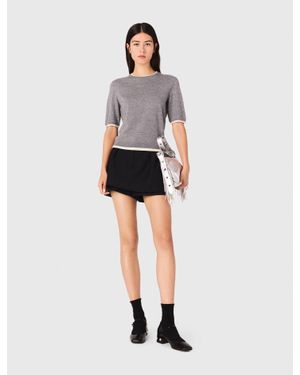 Maje 100% Wool Jumper With Rhinestones - White