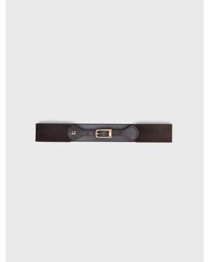 Maje Mixed Suede And Leather Corset Belt - Multicolour