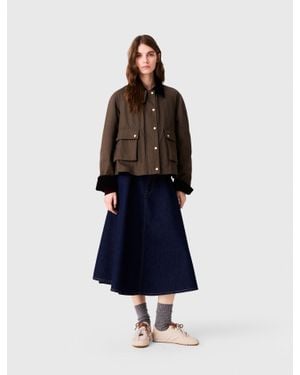 Maje Cotton Trapeze Jacket - Blue