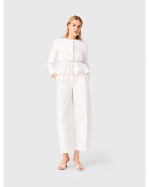 Maje Cropped Jacket With Jeweled Belt - White