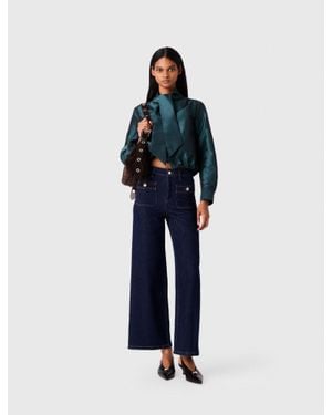 Maje Wide Jeans With Patch Pockets - Blue