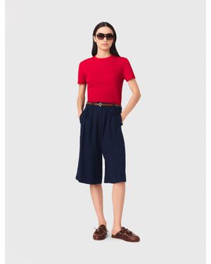 Maje Linen-Blend Bermuda Shorts - Red