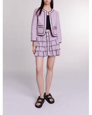 Maje Short Tweed Skirt - Purple