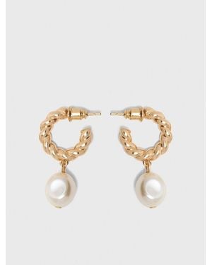 Maje Twisted Bead Hoop Earrings - White