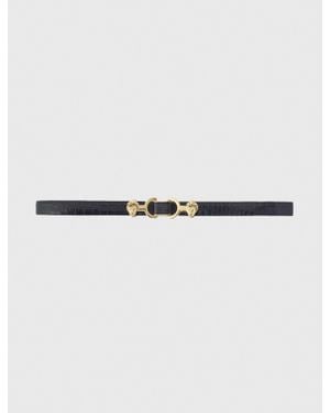 Maje Thin Leather Belt With Lion Bit - Multicolor