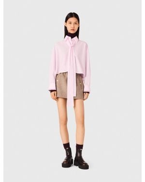 Maje Short Shirt With Pussy Bow - White