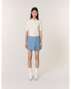 Maje Pleated Tweed Skort - Blue