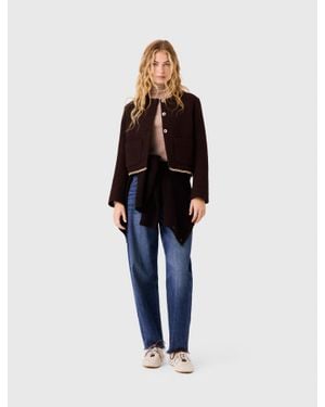 Maje Tweed-Jacke Mit Kettenborte - Blau
