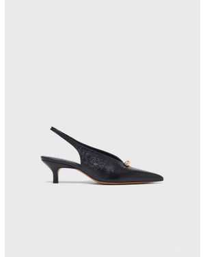 Maje Pointed Embossed Leather Slingbacks - White