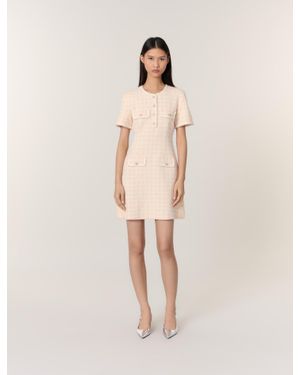 Maje Tweed-Effect Knit Mini Dress - Natural