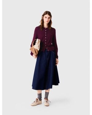 Maje Cardigan With Embroidered Logo - Blue