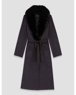 Maje Manteau Long En Fausse Fourrure - Bleu