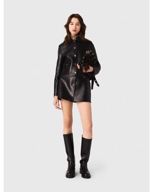 Maje Cropped Leather Jacket - Black