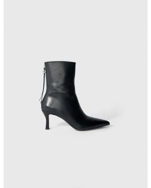 Maje Leather Ankle Boots - White