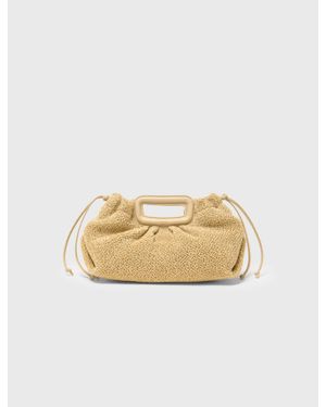 Maje Milpli Bouclé Effect Clutch Bag - Natural
