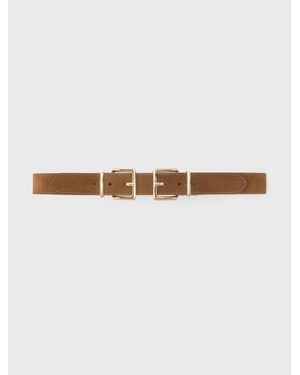 Maje Ceinture Suède Avec Double Boucles - Blanc