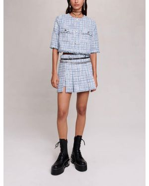 Maje Short Pleated Skirt - Blue