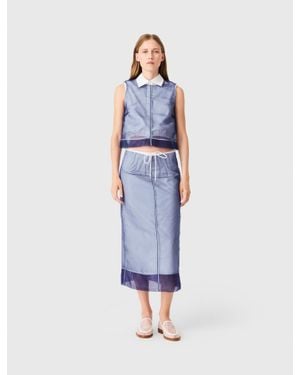 Maje Baumwolltop Mit Abnehmbarem Organza - Blau