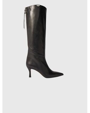 Maje Pointed-Toe Leather Boots - Black