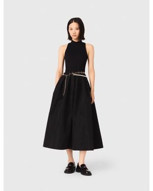 Maje Taftkleid Im Materialmix - Weiß