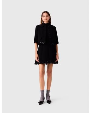 Maje Kurze Crêpe-Jacke Mit Perlen - Schwarz