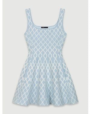 Maje Jacquard Knit Short Dress - Blue