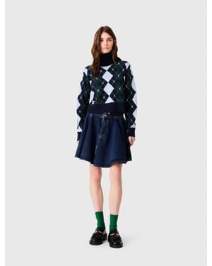 Maje Argyle Sweater With Rhinestones - Blue