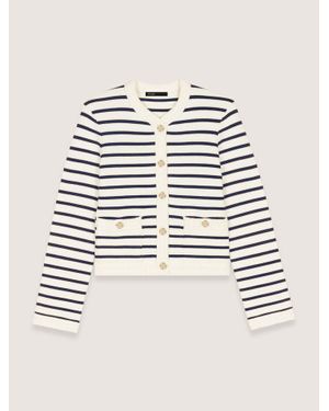 Maje Gestreifte Strickjacke - Weiß