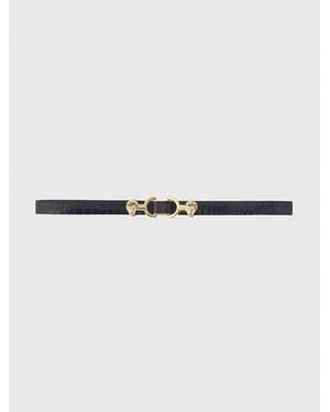 Maje Thin Leather Belt With Lion Bit - Multicolour