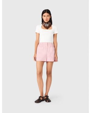Maje Square-Neck Ribbed Sweater - White