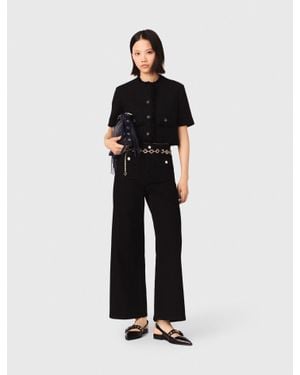 Maje Short Shiny Tweed Jacket - Black