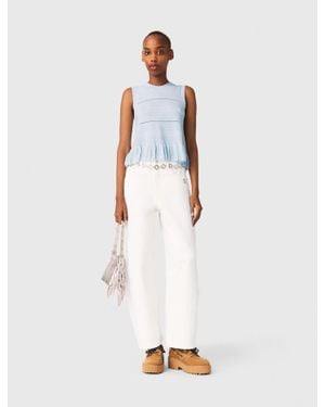 Maje Ruffled Knit Top - White