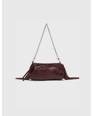 Maje Patent Leather Miss M Pouch Bag - Brown
