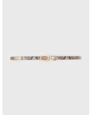 Maje Slim Python-Effect Leather Belt - Natural