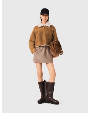 Maje Reversible Shearling Coat - White